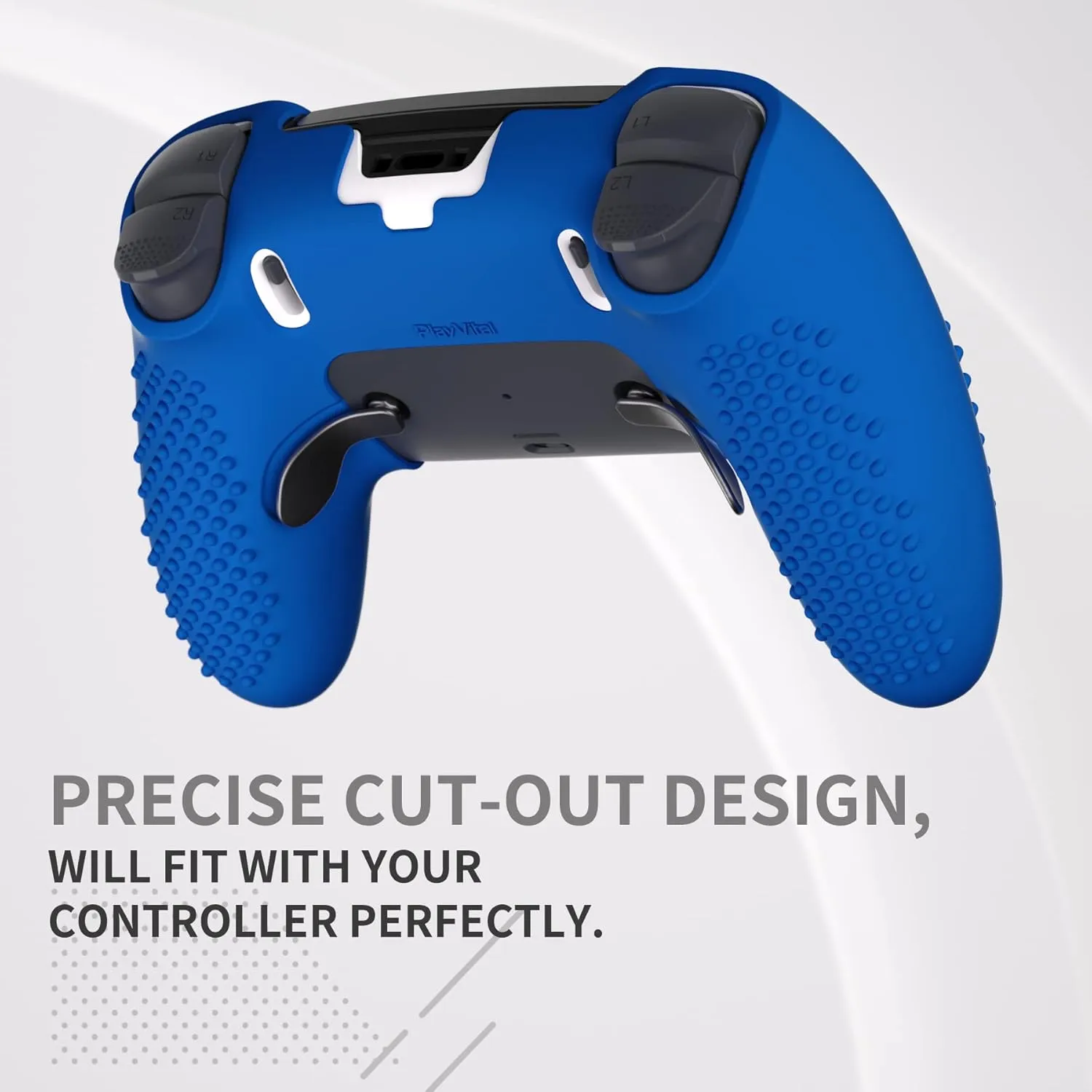 PlayVital 3D Studded Edition Anti-Slip Silicone Cover Case for ps5 Edge Controller, Soft Rubber Protector Skin for ps5 Edge Wireless Controller with 6 Thumb Grip Caps - Blue