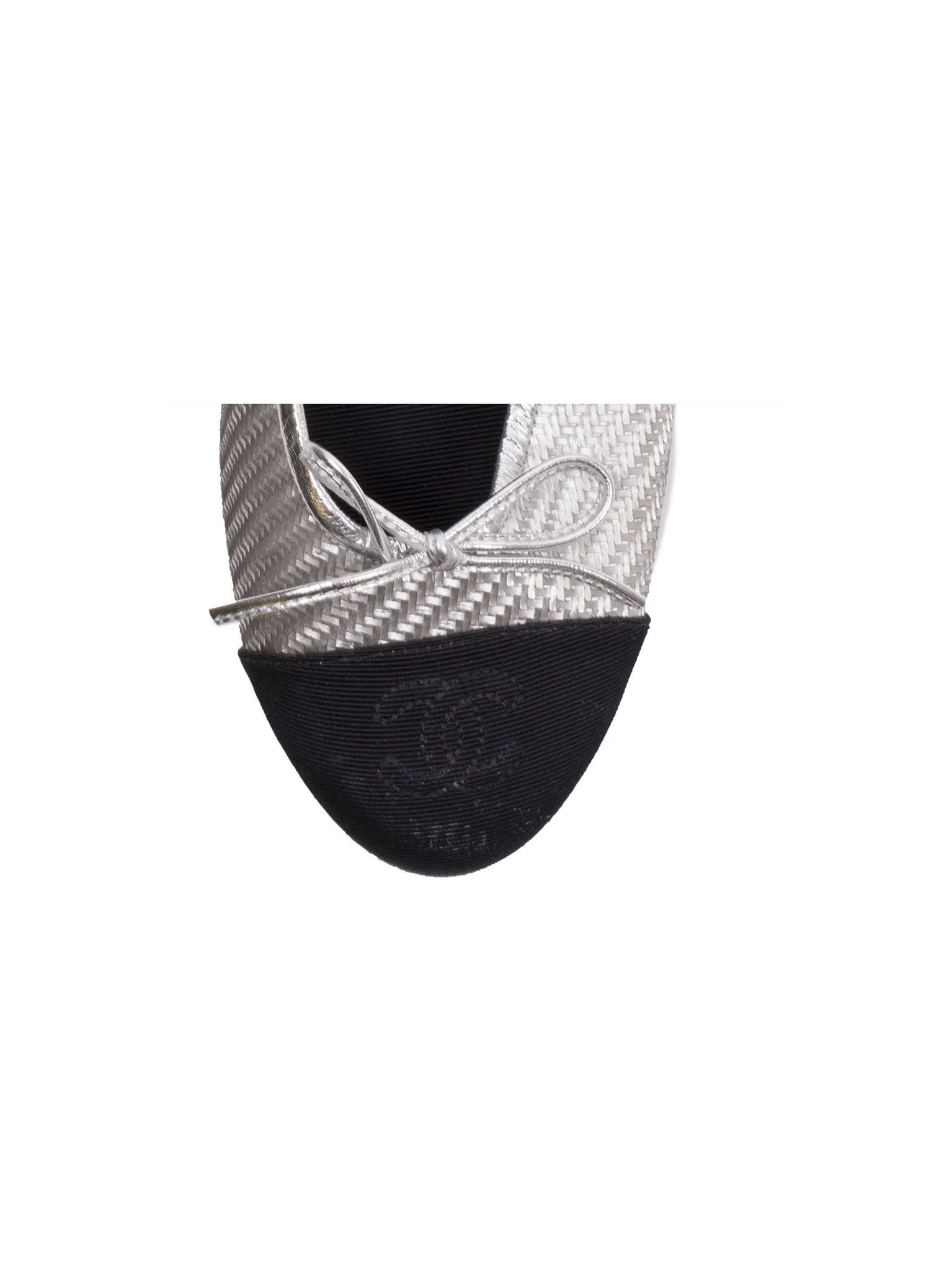 PVC & Grosgrain Ballerina Flats - Silver / Black