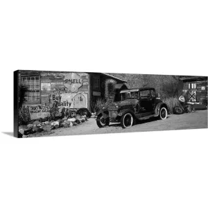 "Abandoned vintage car at the roadside, Route 66, Arizona" Canvas Wall Art