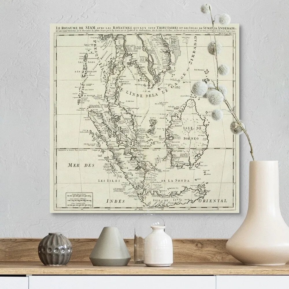"Antique map of Indonesian islands and Siam" Canvas Wall Art