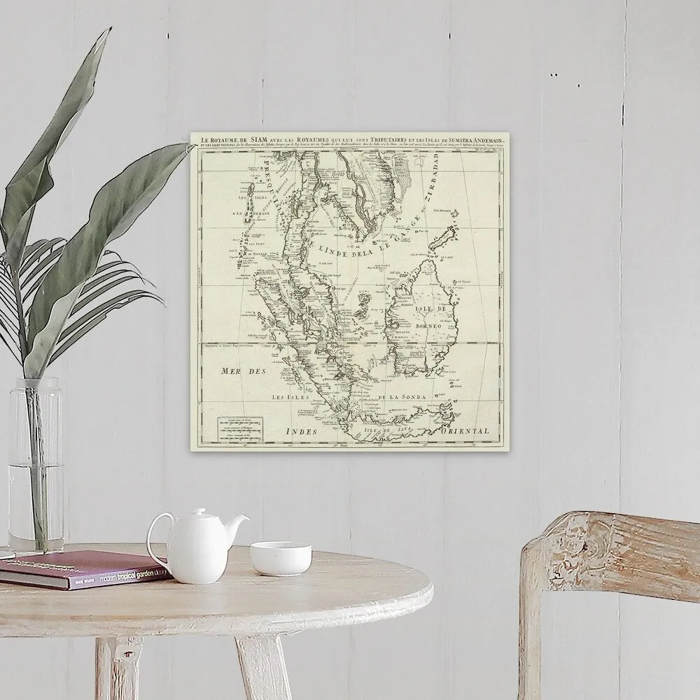 "Antique map of Indonesian islands and Siam" Canvas Wall Art