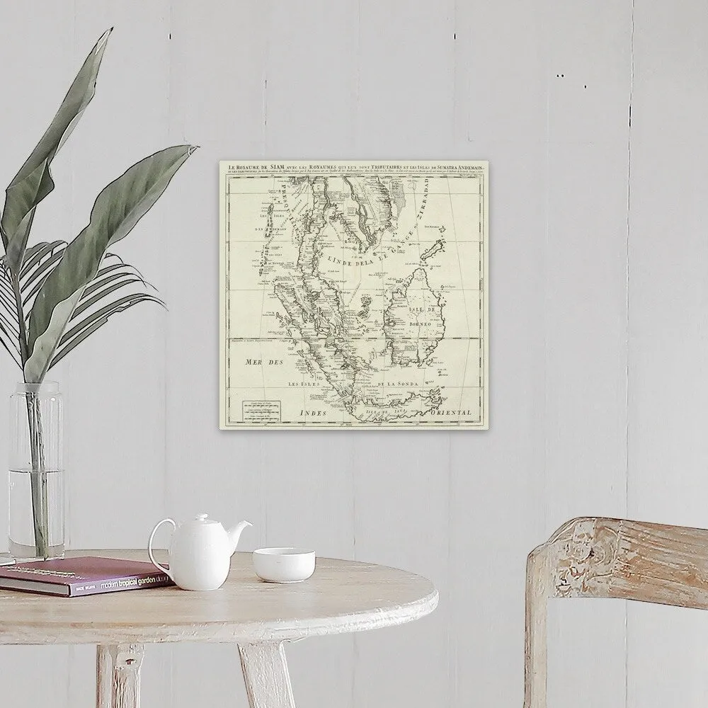"Antique map of Indonesian islands and Siam" Canvas Wall Art