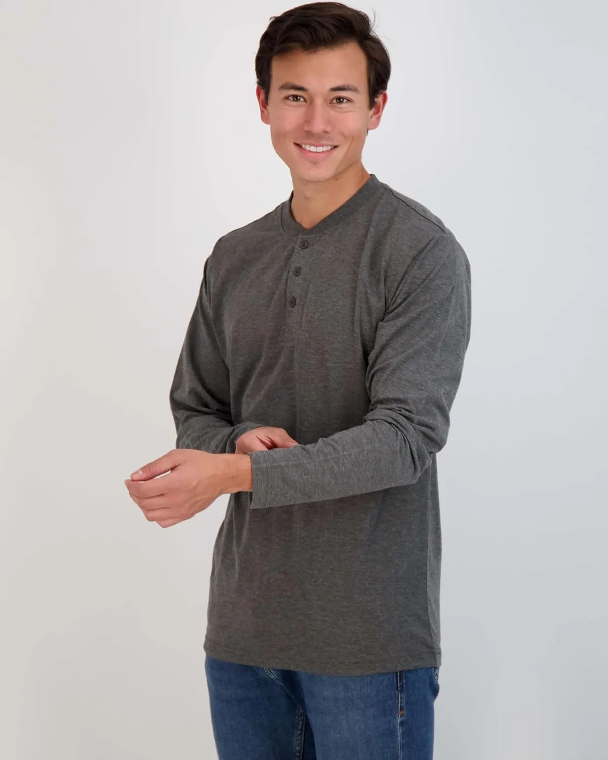 Real Essentials 3 Pack: Men's Cotton Short & Long Sleeve Henley T-Shirt Performance Activewear (Available in Big & Tall)