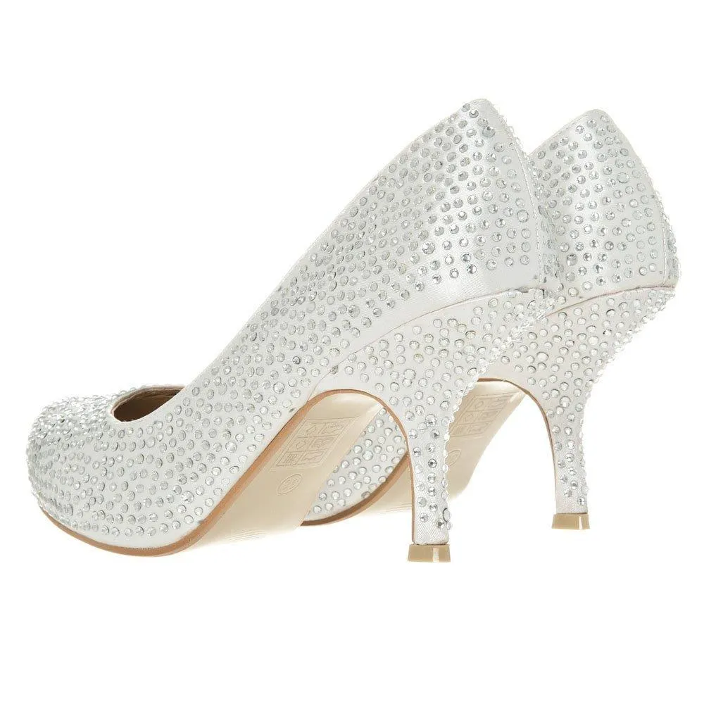 Sarah Medium Heeled Round Toe Diamante All-Over Court Shoe