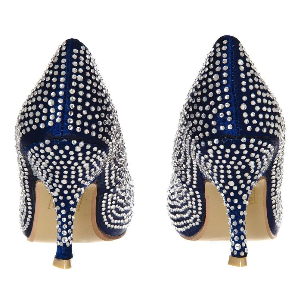 Sarah Medium Heeled Round Toe Diamante All-Over Court Shoe