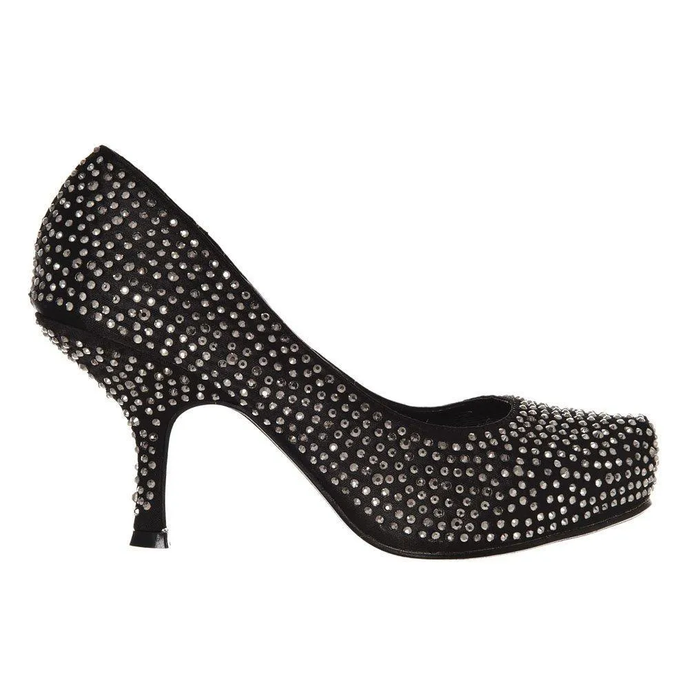 Sarah Medium Heeled Round Toe Diamante All-Over Court Shoe