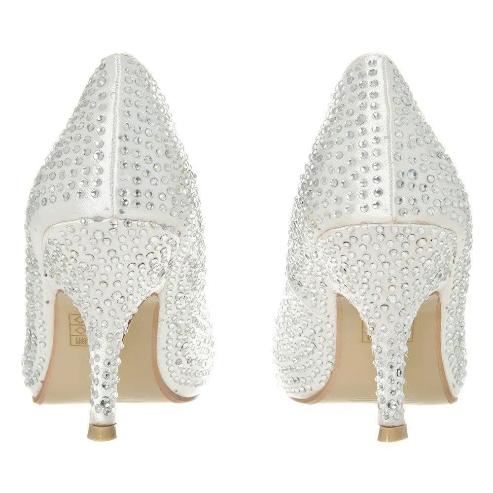 Sarah Medium Heeled Round Toe Diamante All-Over Court Shoe