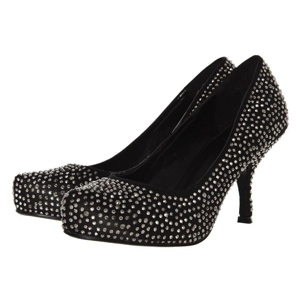Sarah Medium Heeled Round Toe Diamante All-Over Court Shoe