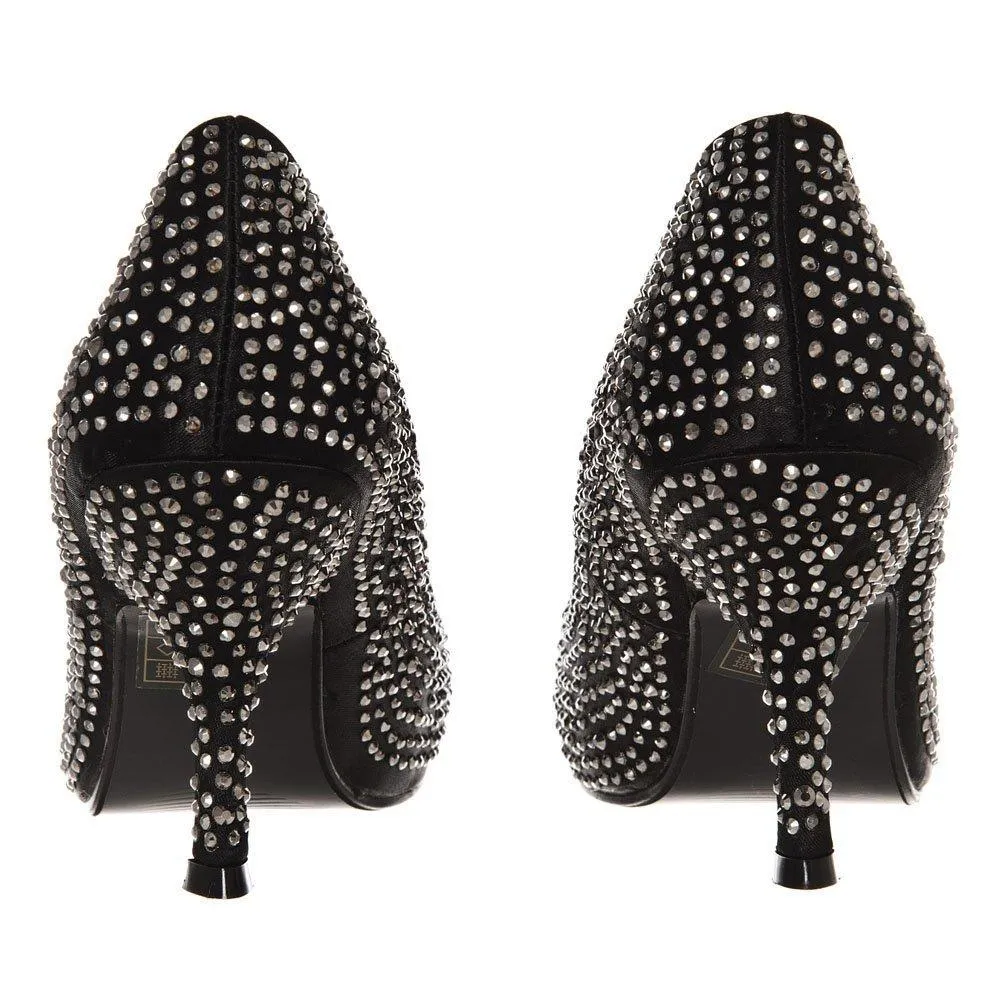 Sarah Medium Heeled Round Toe Diamante All-Over Court Shoe