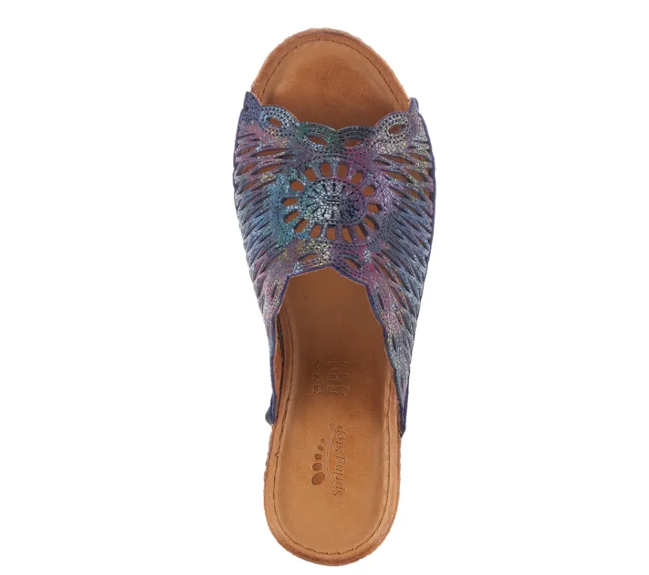 Spring Step JUSTINIE - NM Navy Blue Leather Sandal