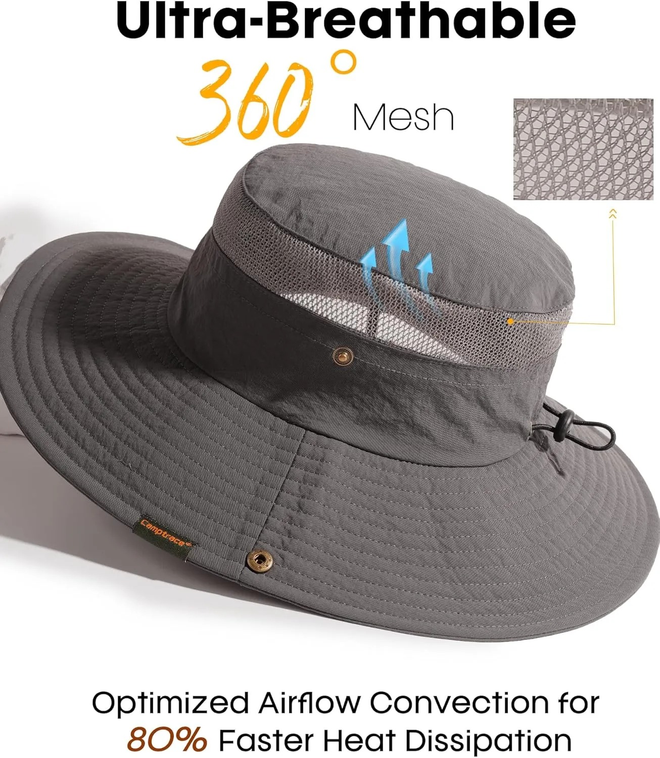 Sun Hats for Women Men Breathable Wide Brim Fishing Hat Hiking Summer UV Protection Bucket Hats UPF 80 