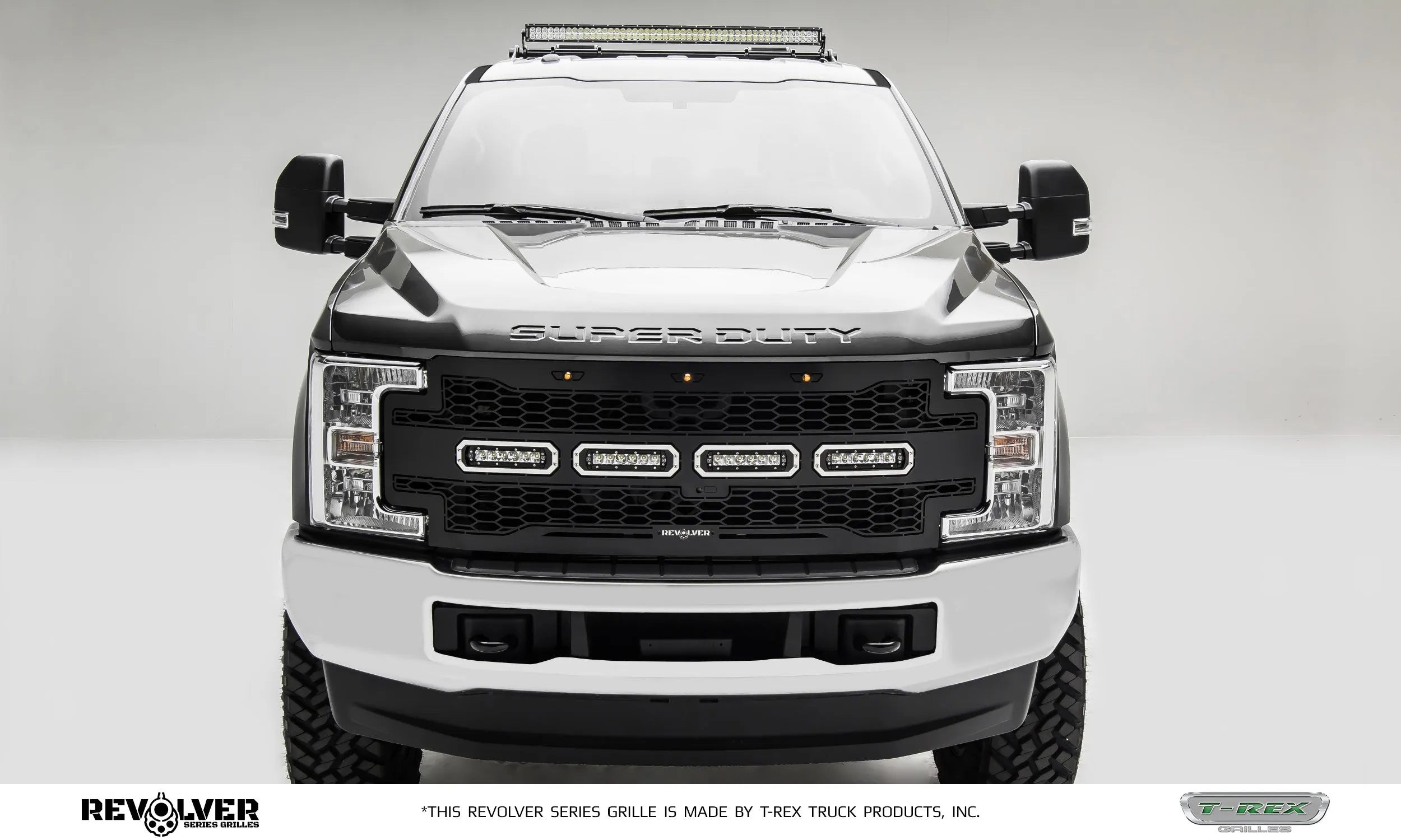 T-REX Revolver Series, 1 Piece Grilles w/ wire harness - Powdercoat - 2017-2019 F250/F350 with Forward Camera