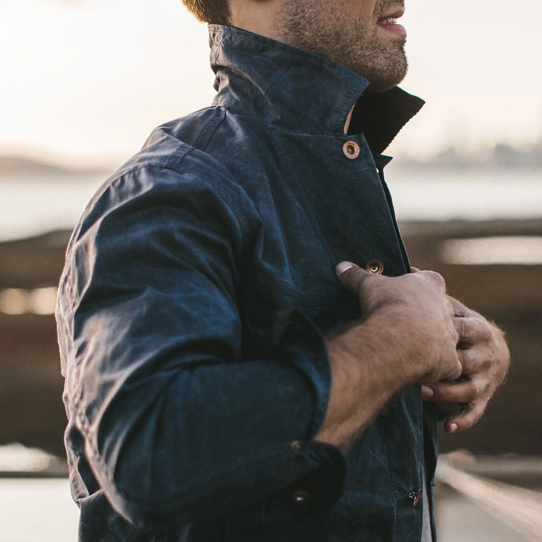 The Long Haul Jacket in Navy Waxed Canvas
