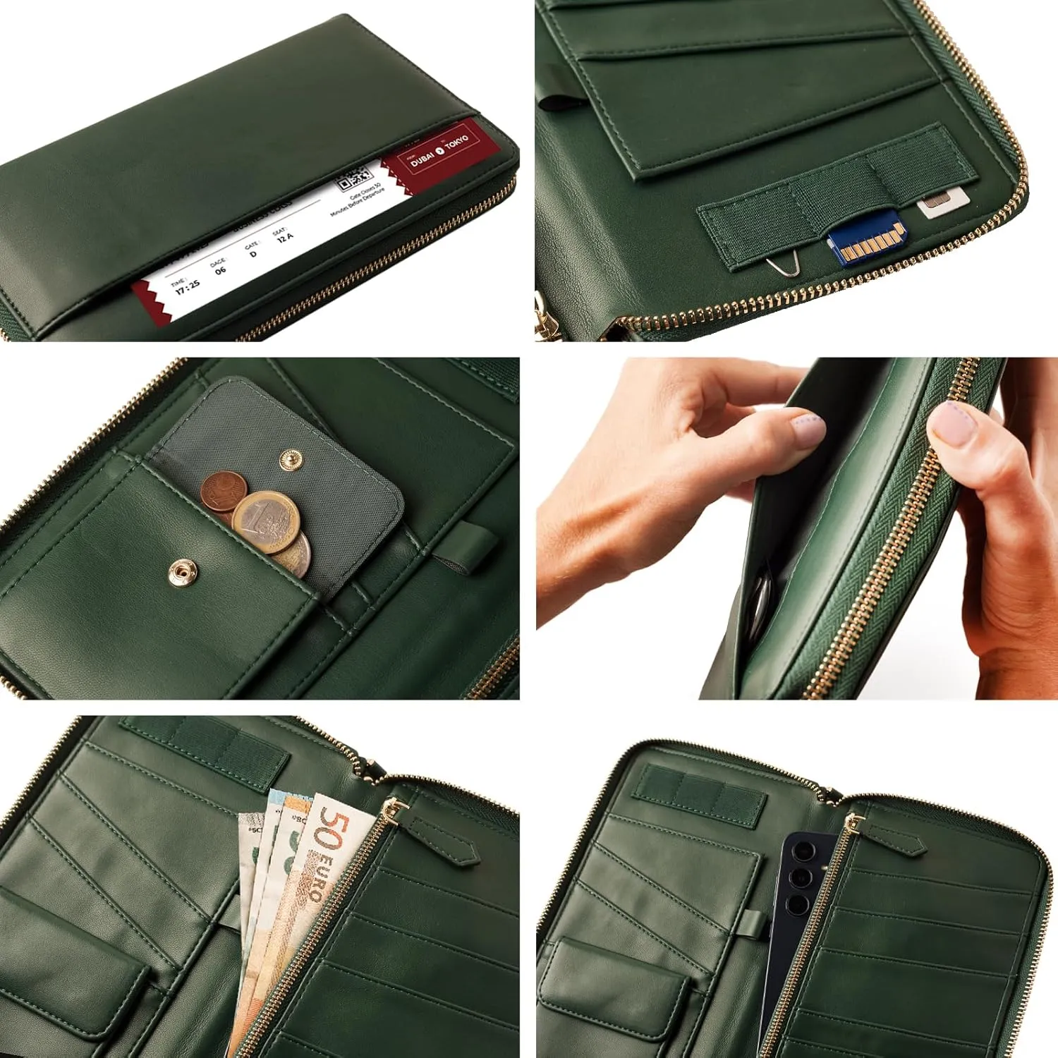 Travel Document Organizer - RFID Passport Wallet Case Family Holder Id Wristlet