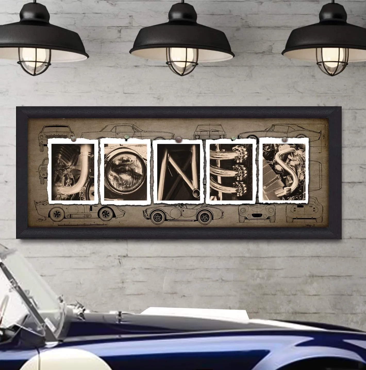 Vintage Automobile Cars Letter Name Print