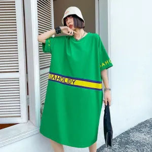 Women Summer Short Sleeves Letter T Shirt Dresses