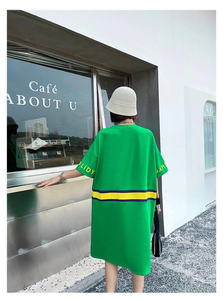 Women Summer Short Sleeves Letter T Shirt Dresses