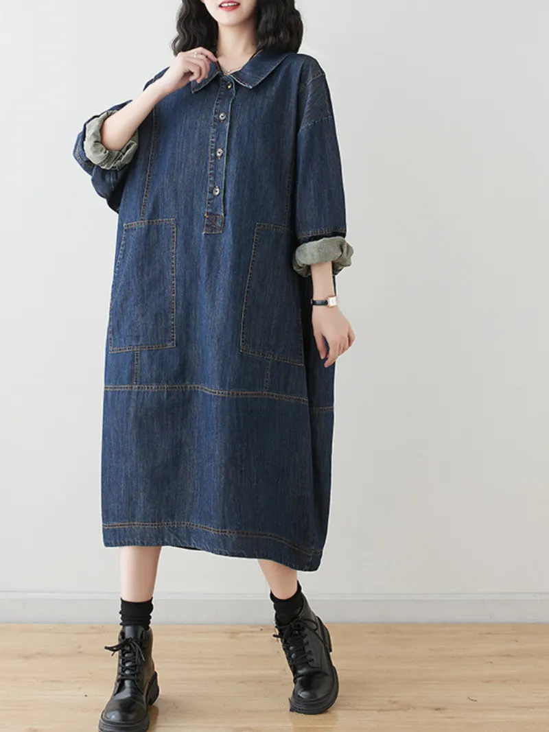 Women's Trendy & Stylish Collar Lapel Midi Dress