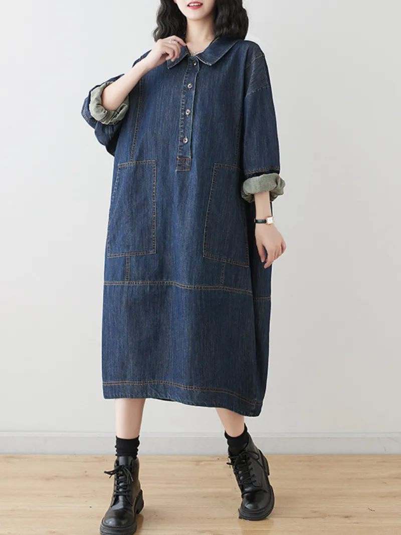 Women's Trendy & Stylish Collar Lapel Midi Dress