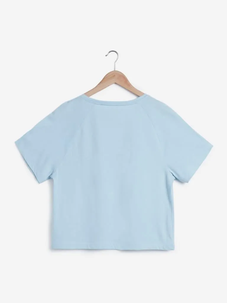 Wunderlove Blue Pure-Cotton T-Shirt